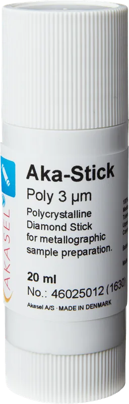 Akasel Aka-Stick Poly 3 µm – Polykristallin diamantstick, 20 ml, optimerad för metallografisk provberedning. Perfekt för jämn materialavverkning och grundning av polerdukar.