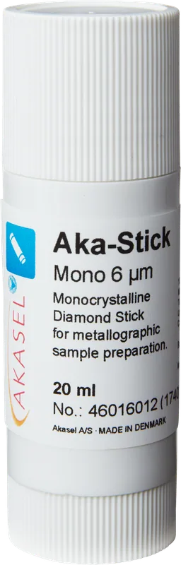 Akasel Aka-Stick Mono 6 µm – Monokristallin diamantstick, 20 ml, idealisk för effektiv polering med hög materialavverkning och för grundning av polerdukar.