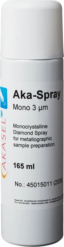 Akasel Aka-Spray Mono 3 µm – Monokristallin diamantspray i en 165 ml flaska för finslipning med konsekventa resultat.